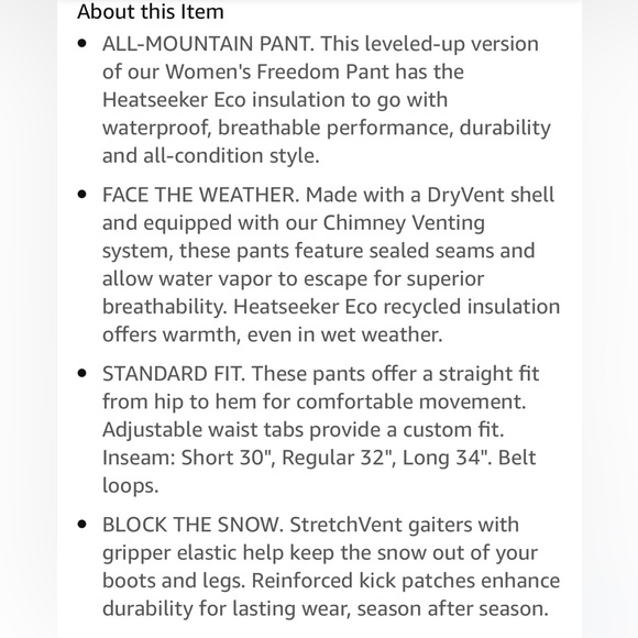 Like New! The North Face Freedom Insulated Hyvent Snowpants, sz XS SHORT - Picture 13 of 14